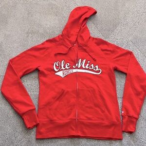 Soffe “Ole Miss” Red Zip Up Hooded Sweatshirt